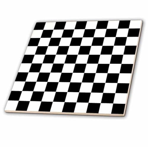 3dRose ct_78204_2 Checkerboard Pattern Ceramic Tile, 6-Inch, Black/White