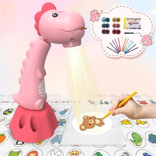 MFEESYOB Drawing Projector for KidsTracing and Drawing Projector with 96 Slide Cartoon Patterns and 12 Color BrushsSmart Art Sketcher Projector for 3 Year Old Girls BoysPink