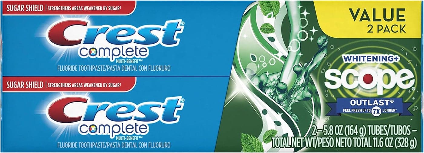 Crest Complete Multi Benefit Scope Outlast Whitening Toothpaste Mint 58 Ounce Pack of 2