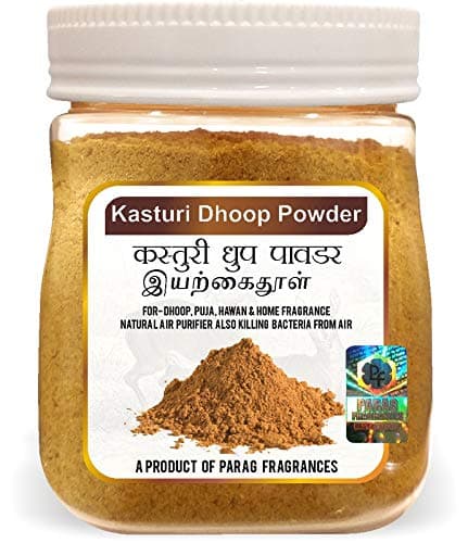 Parag fragrances Kasturi Dhoop Powder for Pooja, Hawan, Home Fragrance, Dhoop and Body Genuine and Original Kasturi Fragrance (250 Gram Pack)