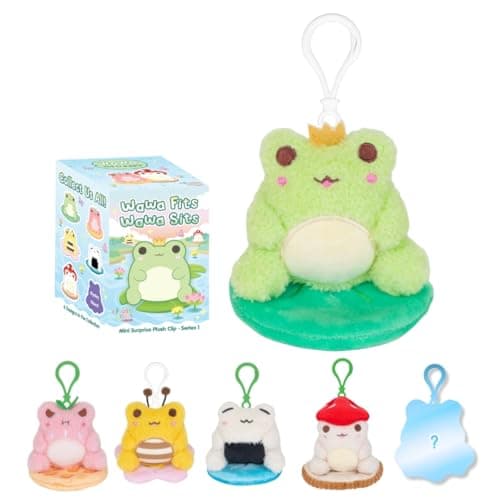 Cuddle Barn PlushGoals Wawa Fits Wawa Sits Blind Box Series 1 Collectible Plush Bag Charm Kawaii Cute Frog Plushie Clips Mystery Unboxing Random Styles Great Stocking Stuffer 3 inches
