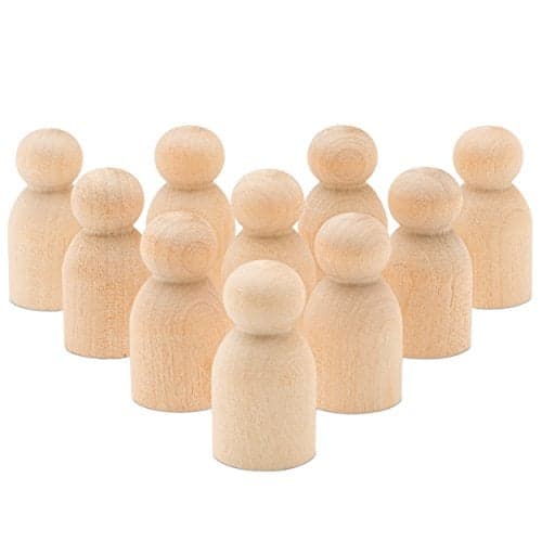 Wood Peg Dolls, 1-1/8 Inch Baby Shape Peg People, Pack of 50 Wooden Dolls, Strong Birch Wood People Figures, Peg Dolls Unfinished, Wooden Pegs for Crafts