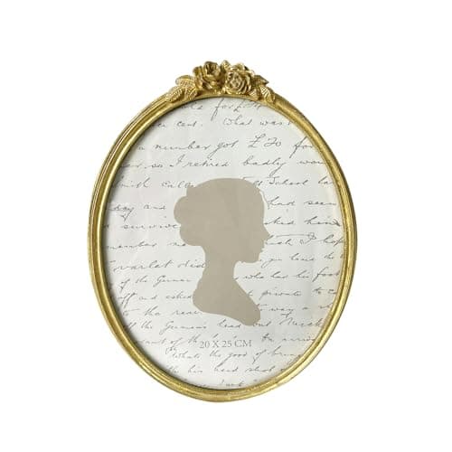 Sunlit Vintage Picture Frame 8x10 Inch, Oval Antique Photo Frames with Glass Front, Luxury Photo Display, Tabletop Wall Hanging, Gift Ideas, Golden Rose