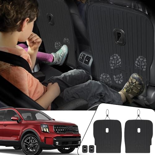 JOULARISE Kick Mats Backrest Mats for 2020-2024 2025 Kia Telluride 7 Passenger Captain Chairs Car Mats Accessories, All Weather TPE Interior Protector(2nd Row Backrest Mats)