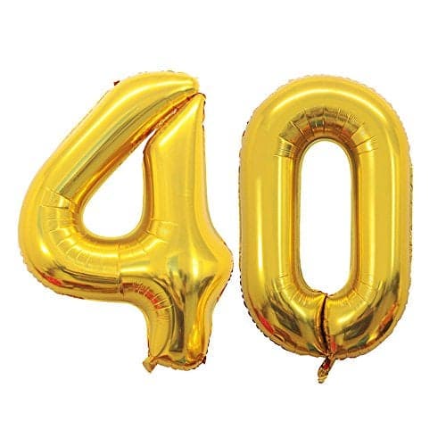 GOER Number 40 Balloons for 40th Birthday Party Decorations42 Inch Jumbo Foil Helium Balloons for 40th Anniversary Gold