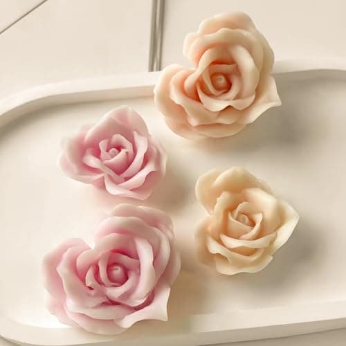 2 Pack Flower Succulent Candle Mold Rose Heart Resin Casting Silicone Molds for Home Decor Candle Making Wave Spiral Mold