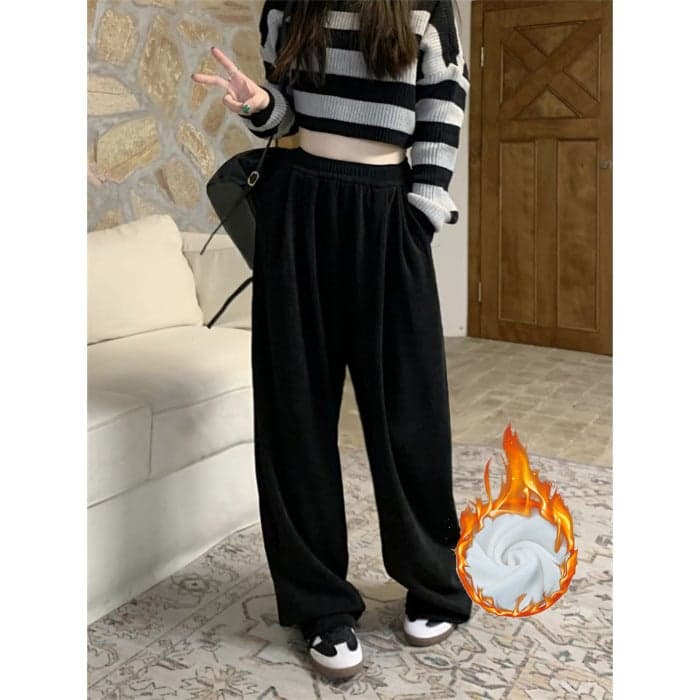 Lazy Style Dosing Casual Straight Pants Women'S Loose Slimming Wide-Leg Pants With Loose Waist