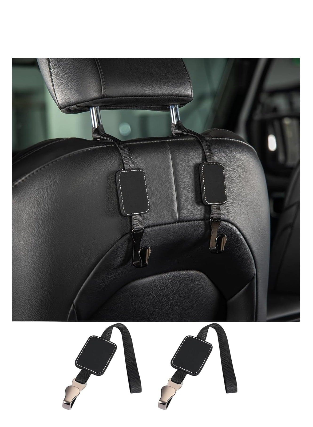 Purse Hooks for Car, 2 Pack Car Purse Holder, Car Headrest Hooks Holders for Car Hanging Purses and Bags Coats Grocery Bag, Backseat Car Organizer Hanger Interior Accessories, Black