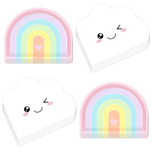 50Pcs Boho Rainbow Party Decorations Cloud Paper Plates and Napkins Rainbow Shaped Paper Plates Disposable Cloud Shaped Napkins for Kids Boys and Girls Birthday Baby Shower Clouds Party Decorations