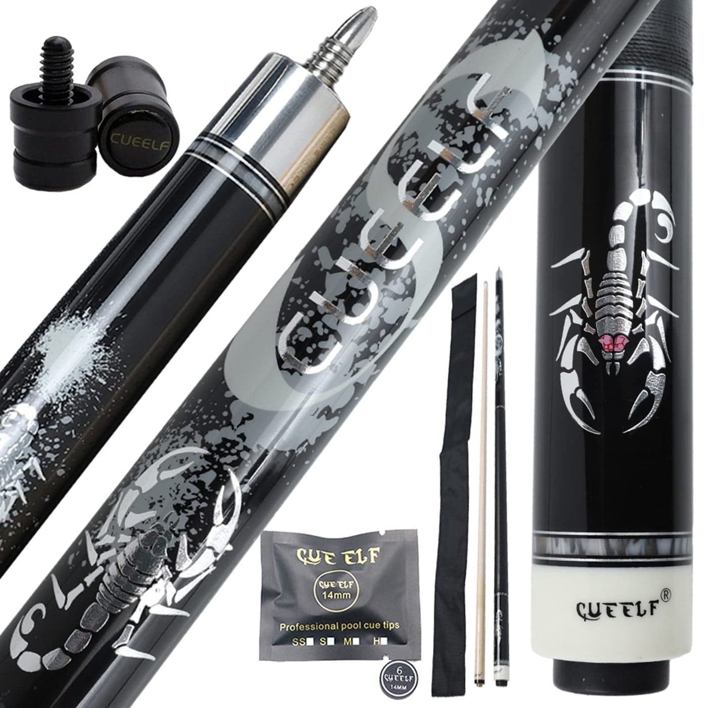 CUEELF Pool Cue Stick 58inch Hardwood Maple Pool Cue Billiard Table Stick 13mm Tip Billiard House Bar Pool Cue