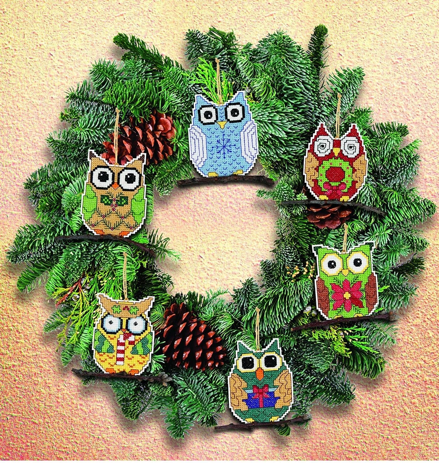 Janlynn Corp Counted Cross Stitch Kit Owl Ornaments