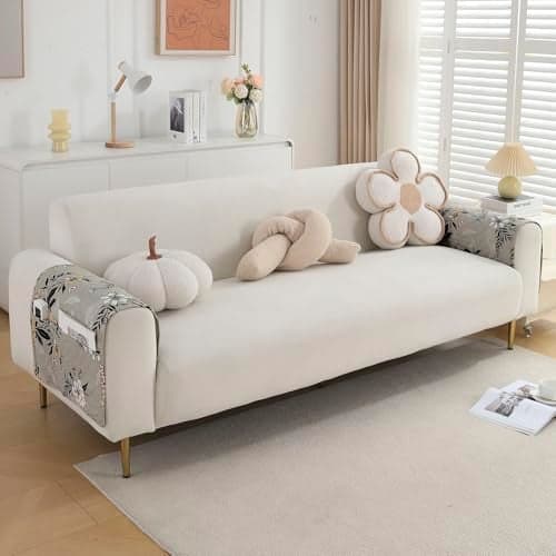 HOKIPO 'VivaCasa Series' Polyester 2 Pcs Printed Quilted Sofa Armrest Cover, Floral Ash Grey (In-800-S-D3*2)