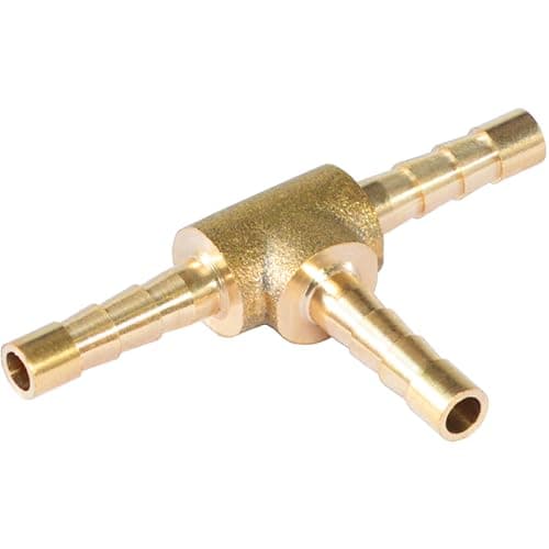 MSAEIQUN Brass Hose Barb, Tee Shaped 3 Way Hose Barb Fitting 5/32" (4mm) Splicer Mender air hose repair kit for Pipe Line/Fuel/Air(Pack of 1) (Tee 3-way, 5/32 1pcs)