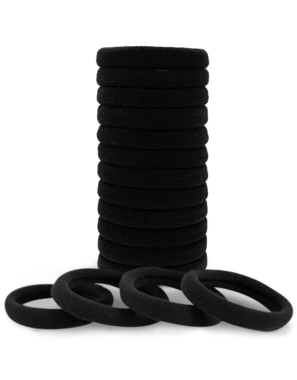 Kitsch Nylon Hair Ties for Girls Women No Snag Painfree Hair Ties No Damage Ideal for Ponytails Updos Braids 12pcs Black