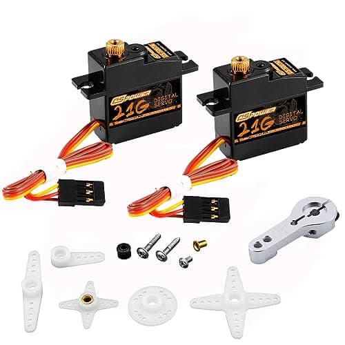 DSPOWER 2PCS 21G Mini Digital Servo Steering Gear Full Metal Gear Micro RC Servos Motor Kit with 25T Servo Horn for 118 116 114 RC Car Model Boat FixedWing Helicopter Airplane Robot Toy