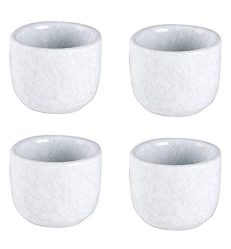 Happy Sales, Set of 4 Perfect Ceramic Sake Cups 2 fl oz Japanese Restaurant Supply (White)