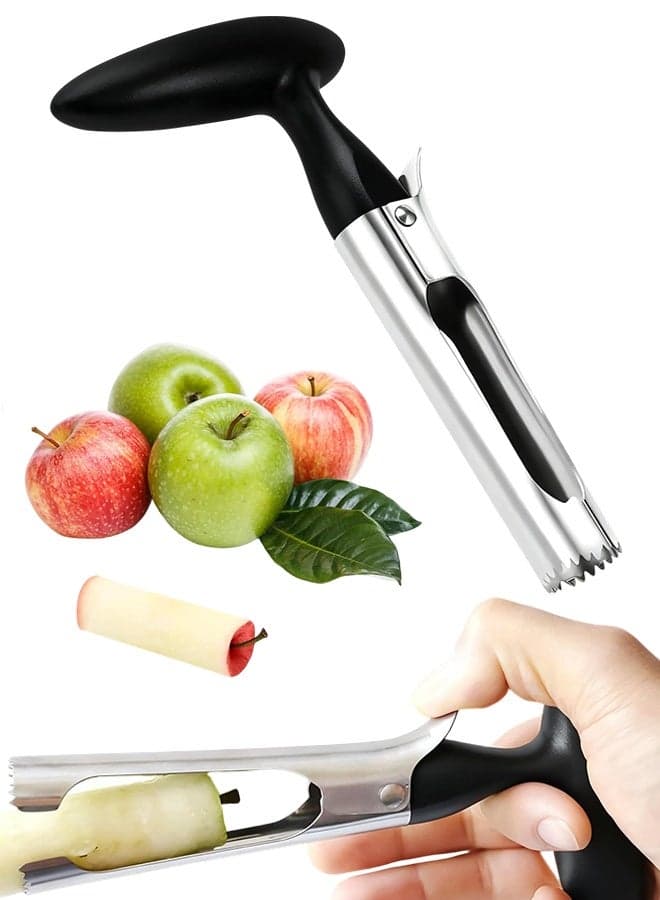 1 Pcs Black Apple Corer Remover, with Handle & Serrated Stainless Steel Blade, Easy to Use, for Home & Kitchen