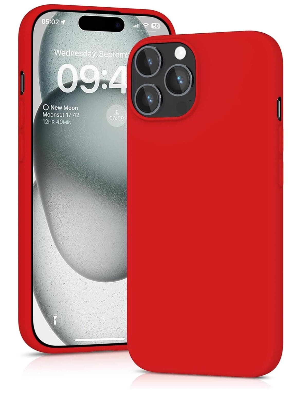 ELTRAZONE Red Silicone Case for iPhone 15 Pro Max – Soft-Touch, Shockproof, Dustproof, Antiskid Full Body Armour