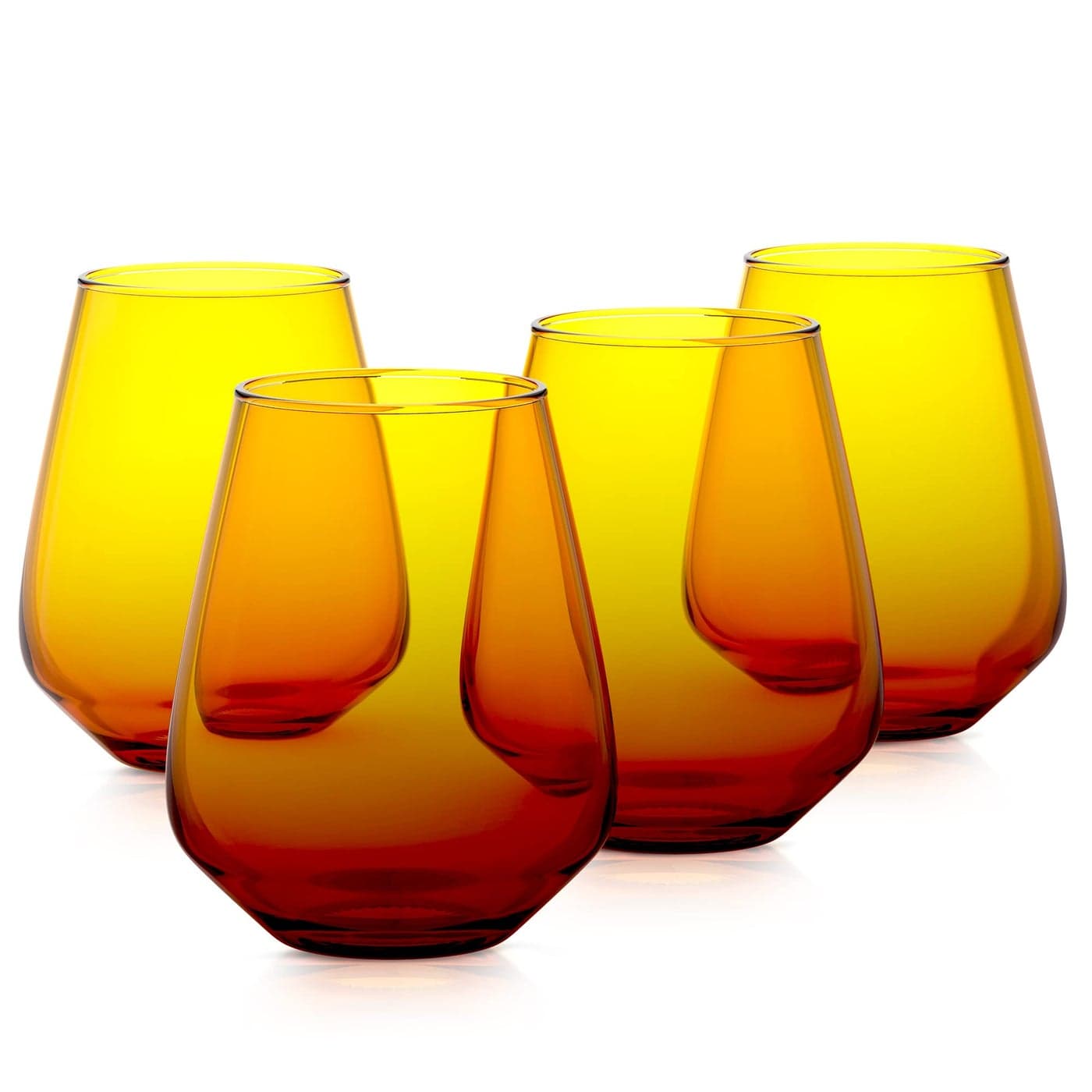 RAKLE Stemless Wine Glasses Gradient Brown Wine Glasses Set of 4 143oz Colorful Wine Glasses LeadFree Premium Glass Brown Stemless Wine Glasses for Cocktails Wine