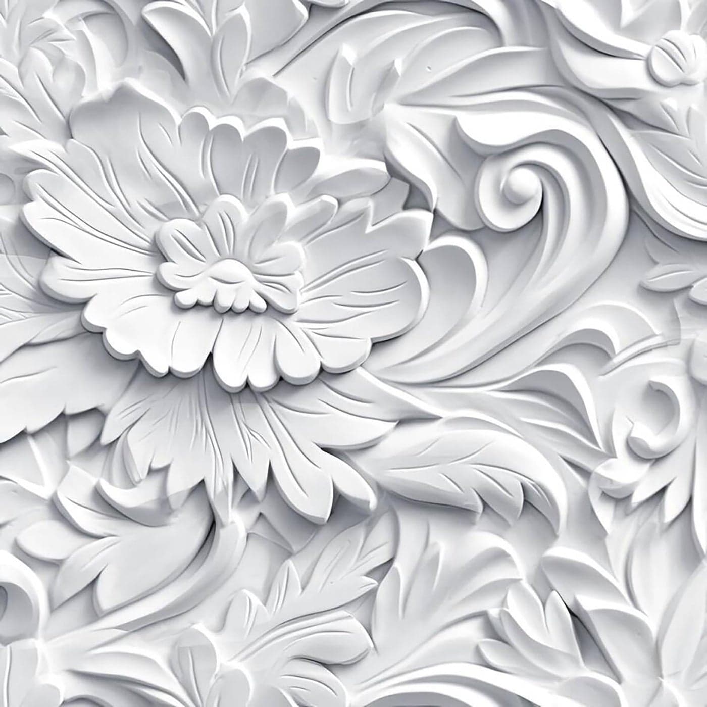 ReWallpaper Faux 3D Wall Panels Peel and Stick Wallpaper Modern Flat 3D Effect Wall Mural Removable Art Decor Gray Floral Ceiling Wallpaper for Bedroom Bathroom Waterproof Contact Paper 175inx10ft