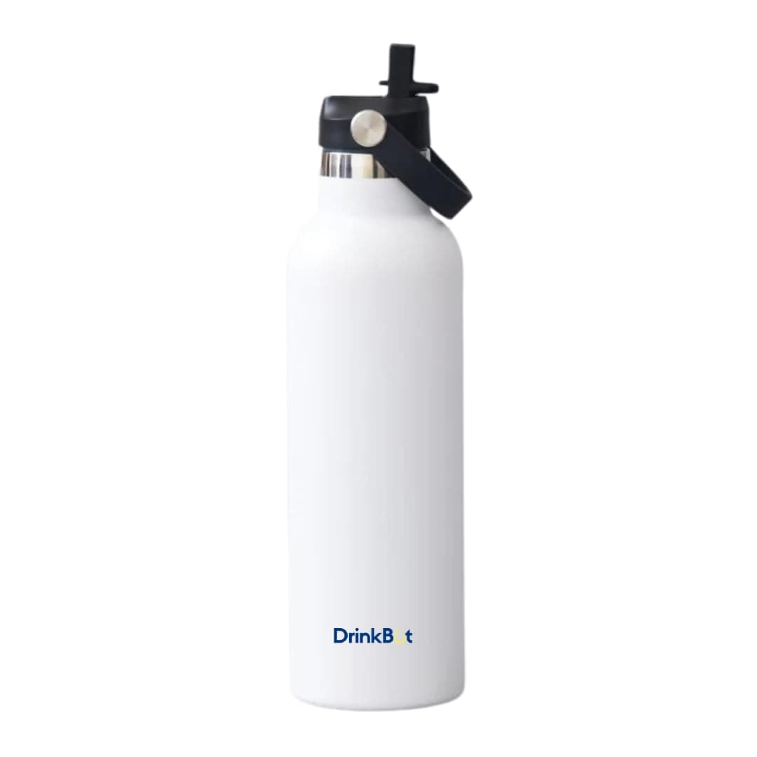 Drinkbot Breeze Stainless Steel Vacuum Insulated Water Bottle Flask 24hr Hot Cold Easy to Carry RustProof LeakProof Ideal for Office Gym Hiking Travel White 750 ml