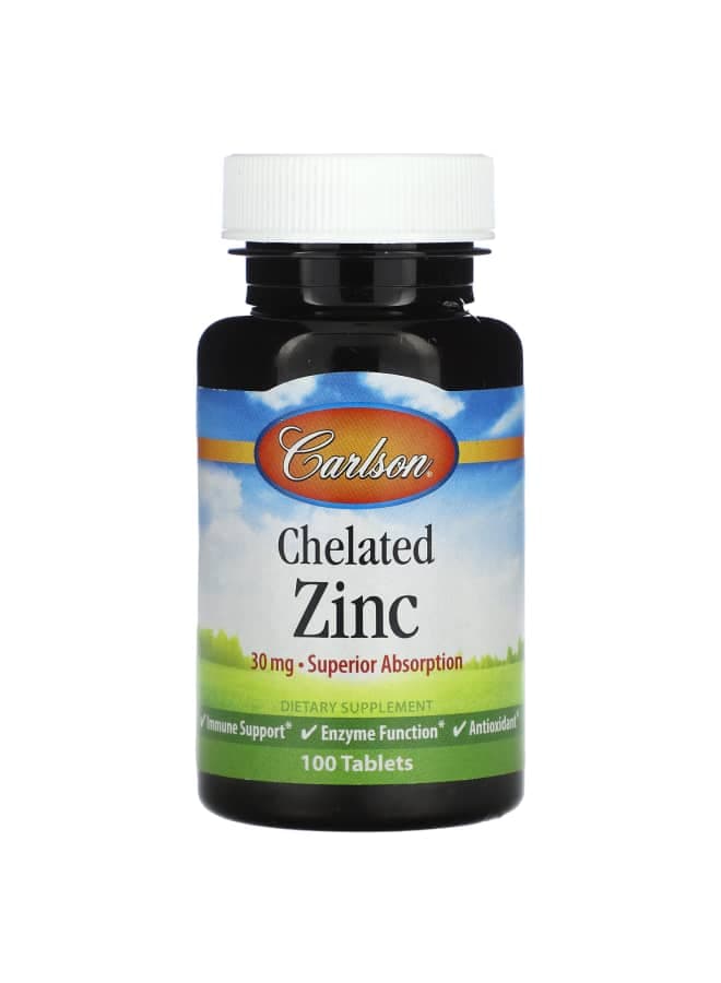 Chelated Zinc, 30 mg, 100 Tablets