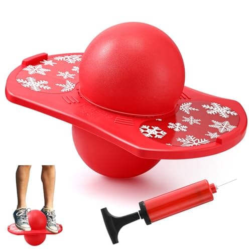 Simgoing Pogo Ball for Kids Ages 6 Snowflake Red Bounce Balance Board up to 160 Lbs Coordination Trick Ball with Pump Pogo Jumper Toy for Birthday Party Favors
