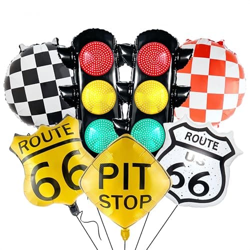 7Pcs Race Car Party Balloon SetTraffic Light Pit Stop Mqueen SetTalladega Nights Party DecorDirt Bike Racing Car PartyFast One Two Fast DecorBoys Race Fans Lets Go Racing Theme Bar Supplies