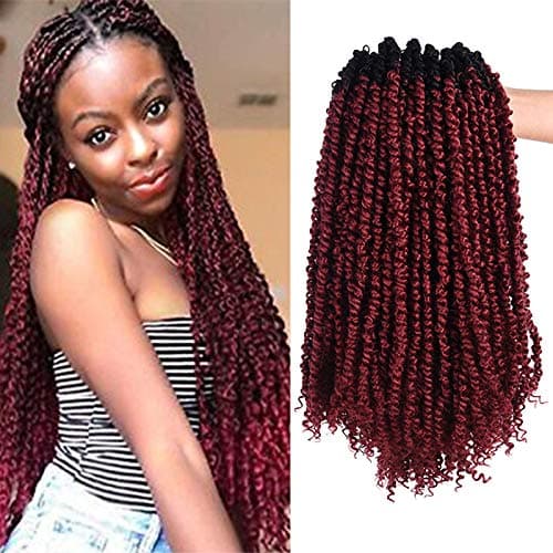 Passion Twist Crochet Hair 18inch 6packs PreTwisted Synthetic Long Curls 12 Roots Braiding Hair Extensions For Women 18 inch ombre Bug