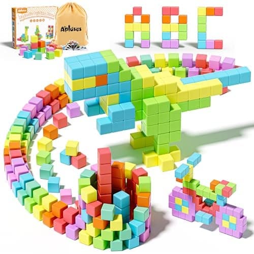 Apluses 42PCS Magnetic Blocks Set Magnet Building Cubes for Toddlers Travel Sensory Autism Preschool Montessori Toys for 3 4 5 6 7 8 Year Old Birthday Girls Boys Gifts