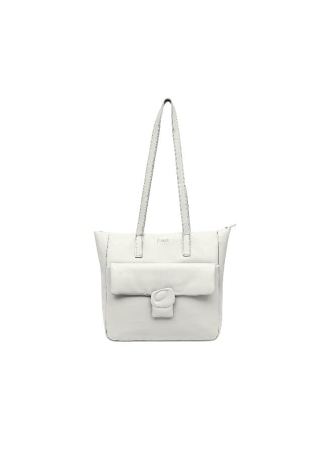 FOSKA Women's Tote Bag with Detachable Strap, Premium Design Synthetic Material Handbag with Polyester Lining, Spacious Carry Bag for Work, Travel & Daily Essentials, White (308258)