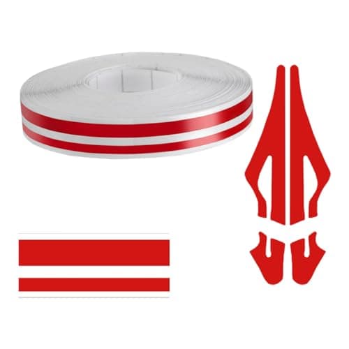 32Ft Car Pinstriping Tape Vinyl Pin Striping Decals Car Trim Stripe Tape DIY Stickers Universal Car Hood Body Side Stripe Glossy for Auto Motorcycle Home Door Musical Instrument Red