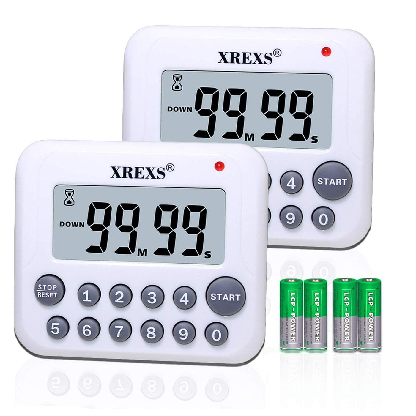 XREXS Digital Kitchen Timer Magnetic Countdown Up Cooking Timer Clock with Magnet Back and Clip Loud Alarm Large Display Minutes and Seconds Directly InputWhite 2 Pcs Battery Included PS367