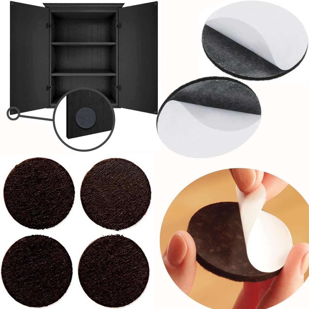 DIY Crafts 48, 20mm Dia, 48 Pcs, 20mm Dia, Black Round Furniture Felt Pads Self Adhesive Protects Kitchen Cabinets, Drawers, Desks and Furniture Against Bumps and Scratches (SNBB-Black-(48, 20mm Dia)