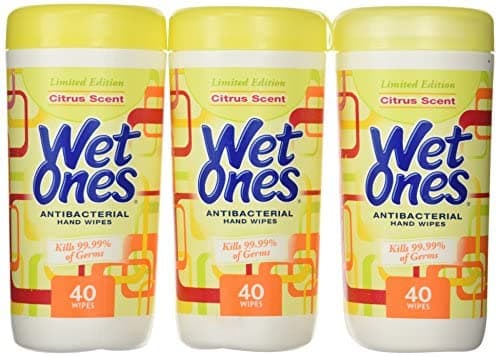Wet Ones Antibacterial Hands Wipes Citrus 40 Each Value Pack of 3