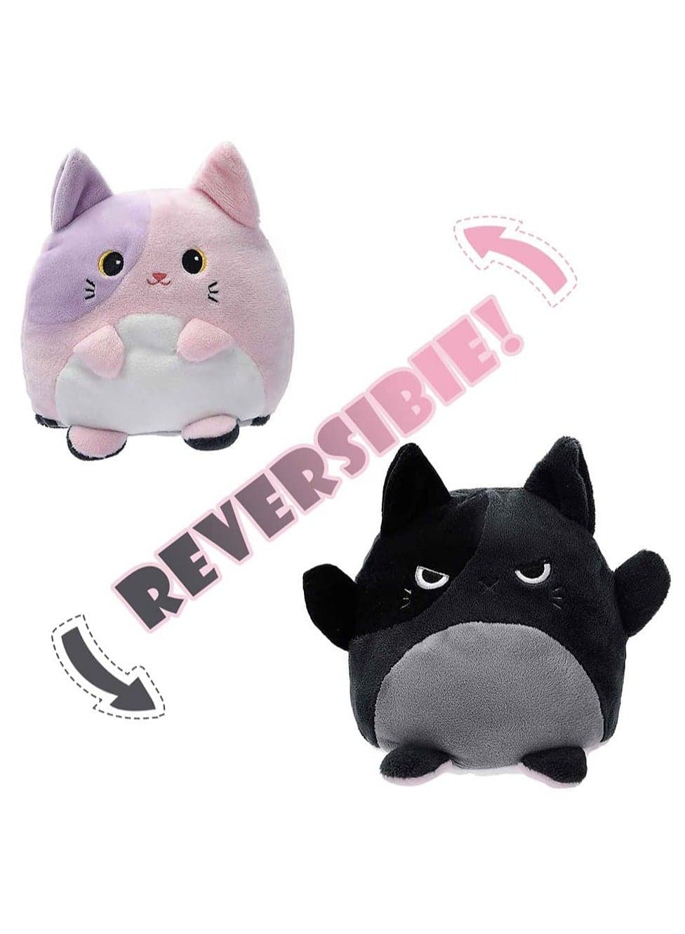 Adorable 6 Reversible Cat Plush Toy - Perfect Gift for Kids Adults, Cute Stuffed Animal for All Ages