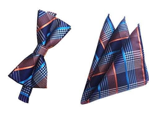 Ctskyte Navy Blue Orange Bowties Set Pre-Tied Bow Ties For Men Suit Fitness Fashion Gift