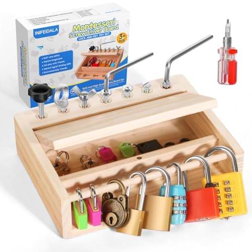 INIFEIDALA Montessori Toys for 3 4 5 Year OldMontessori Screwdriver Board SetLock and Key ToyKids Tool SetPreschool Learning Sensory Fine Motor Skills STEM Toys