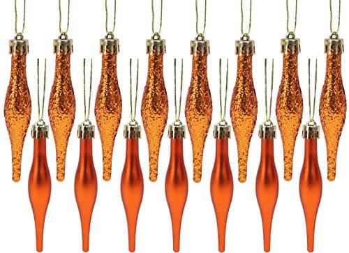 Christmas Concepts® Pack of 15-8.5cm, 85mm (3.4") Droplet Baubles - Matte & Glitter Design - Christmas Ornaments (Copper)