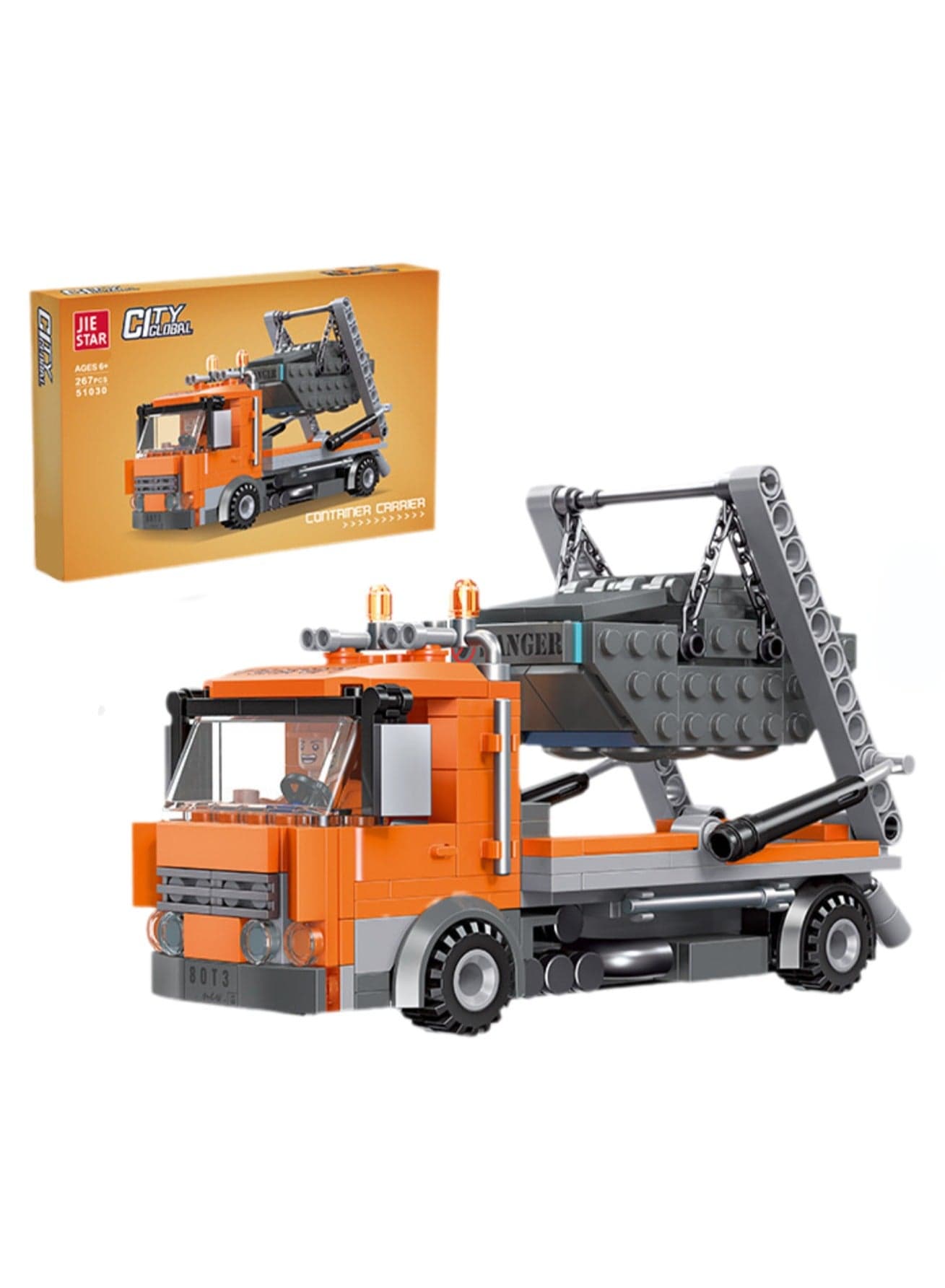 Children's Self-assembled Engineering Car Boy Small Building Block Toy Model(Engineering Transport Trucks 267PCS)