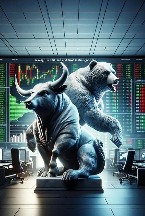 Fliptic Bull Market And Bear Market- Share Trading Motivational Quote Wall Poster, Share Market, Stock Market, Home, Office Decor (12 inch x 18 inch) Pack of 1