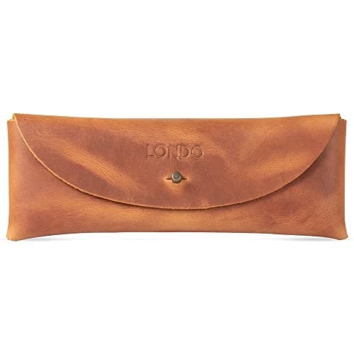 Londo Genuine Leather Retro Pen and Pencil Case - Metal Snap Fastener, Pencil Pouch Stationery Bag