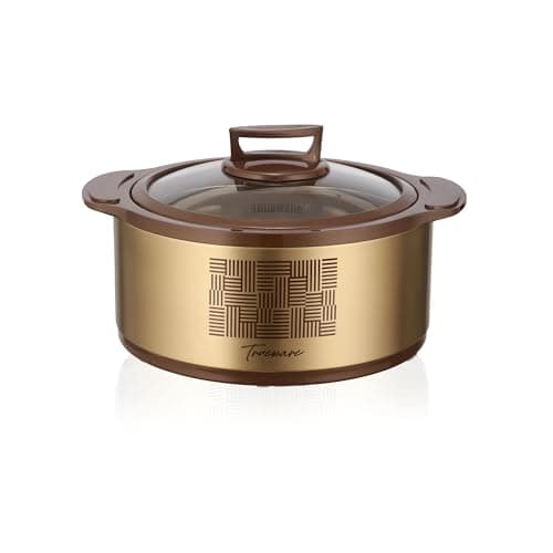 Trueware Cosmic Glass Insulated 1500 ML Stainless Steel Thermoware Casserole with Glass Lid | Hot Pot | Hot Case | Hot Pot for chappati, Stainless Steel