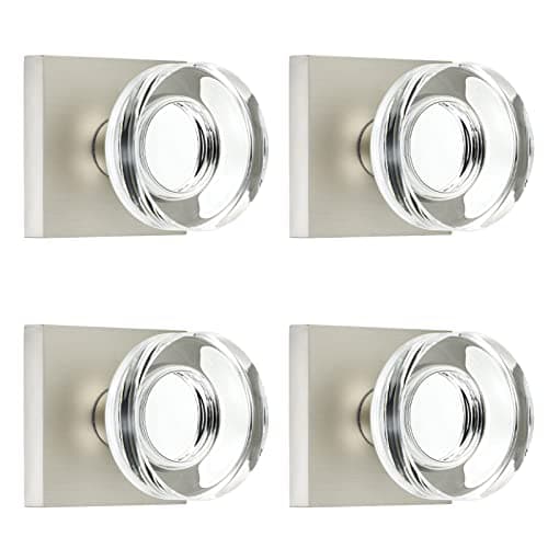coolnews 4 Pack Crystal Glass Dummy Door Knobs, Non-Turning Dummy Door Knob Set, Satin Nickel