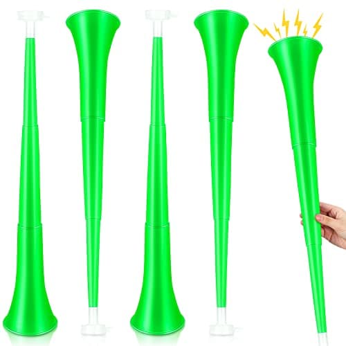 Sosation 4 Pieces Collapsible Stadium Horn 24 Inch Vuvuzela Plastic Trumpet Horn Blow Noisemakers for Sporting Events Football Games Sports Party Supplies Favors AccessoriesGreen