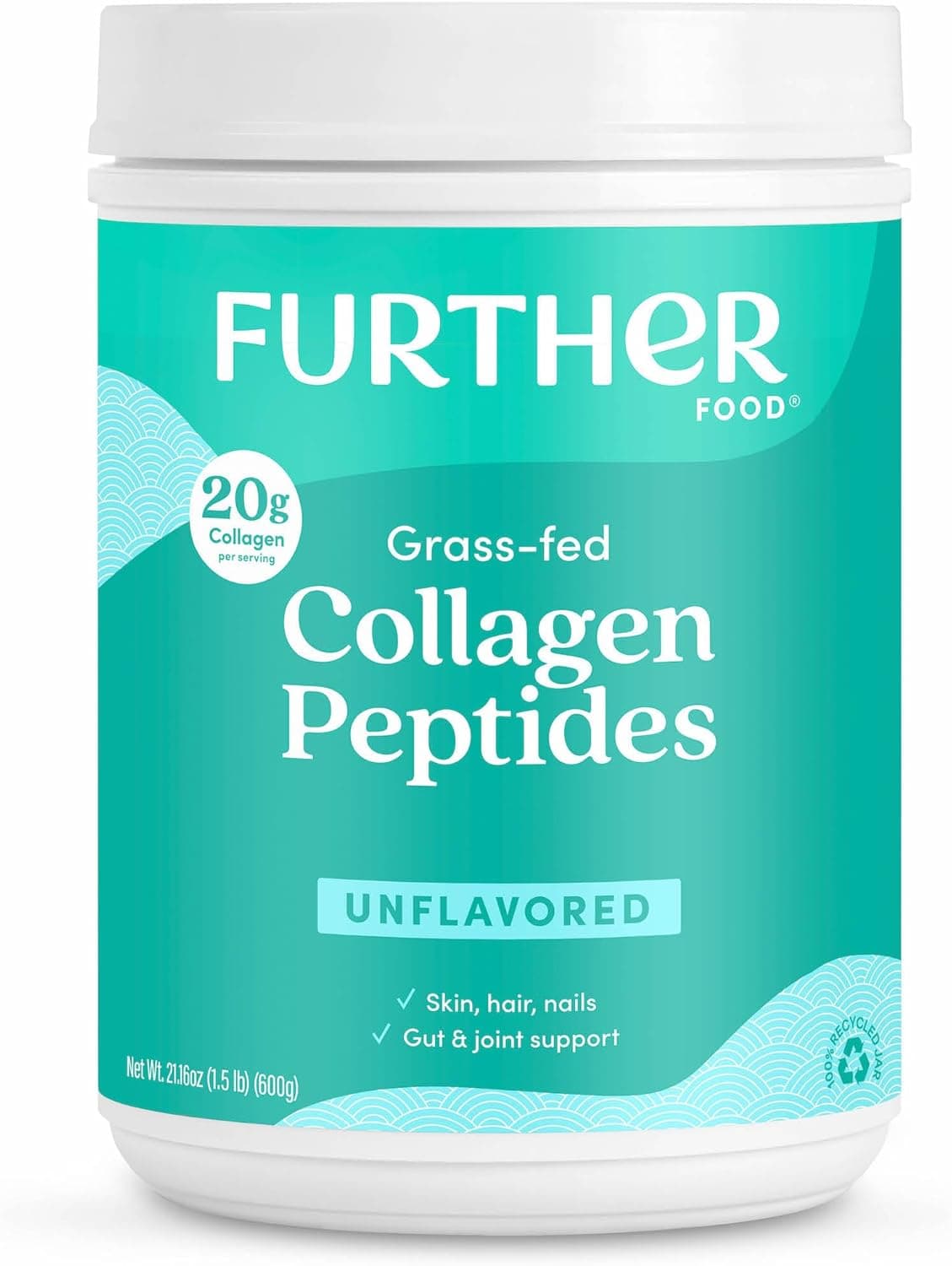 Further Food Unflavored Collagen Peptides Powder GrassFed PastureRaised Hydrolyzed Type 1 3 Protein Gut Health