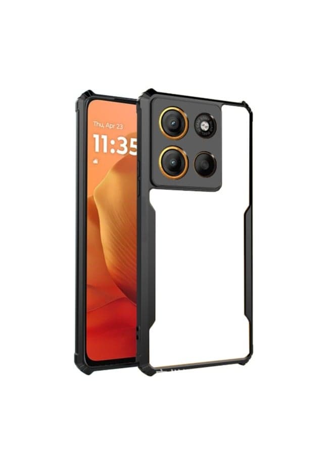 for Motorola G15 Case, Ultra Thin Lightweight, Soft TPU Bumper, Acrylic Clear Back Cover Motorola G15, Black