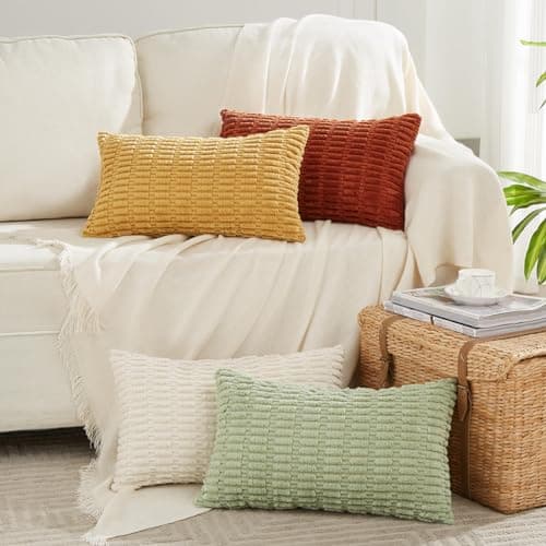 Fancy Homi 4 Packs Decorative Throw Pillow Covers for Living Room Couch Bed Modern Farmhouse Boho Home Dcor Accent Cushion Case 20 x 12 Fall