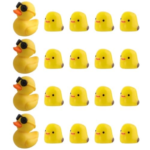 SINSETU Mini Ducks Car Dashboard Decors 20 Pieces Cute Rearview Mirror Ornaments Funny Interior Car Accessories with Adhesive Stickers for Automotive Window Home Garden DecorationsBlack