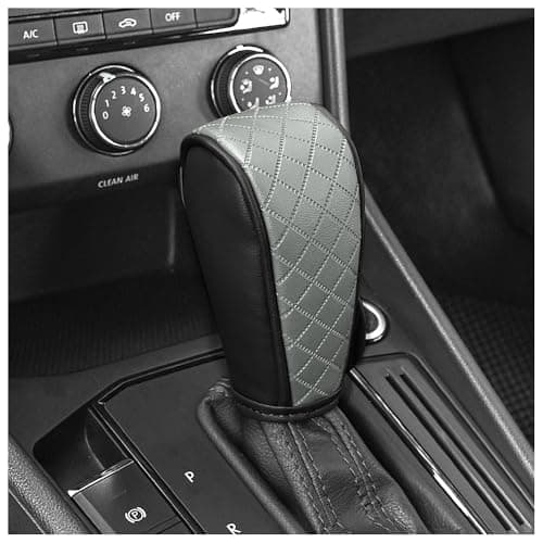 Stacool Leather Gear Shift Cover Diamond Embroidery DesignDurable Shift Knob Cover for Shift Lever ProtectionUniversal Car Gear Shift Cover Car Accessory Suitable for CarsTrucksSUVs Dark Gray